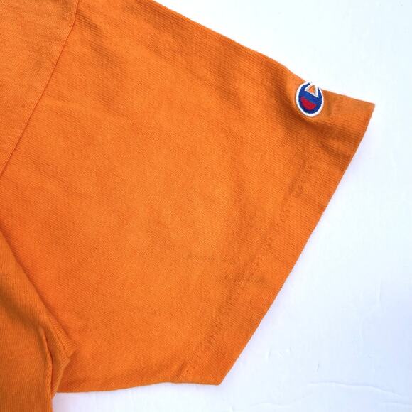 Vintage Champion USA Made Spellout Orange Spellout T Shirt Single Stitch Tee 80s - Picture 4 of 9